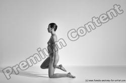 Nude Yoga poses Woman White Moving poses Slim long brown Dynamic poses Pinup